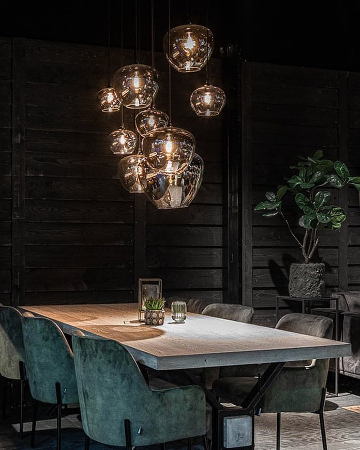 Modern Smoked Glass Cluster Pendant Lights for Dining Room