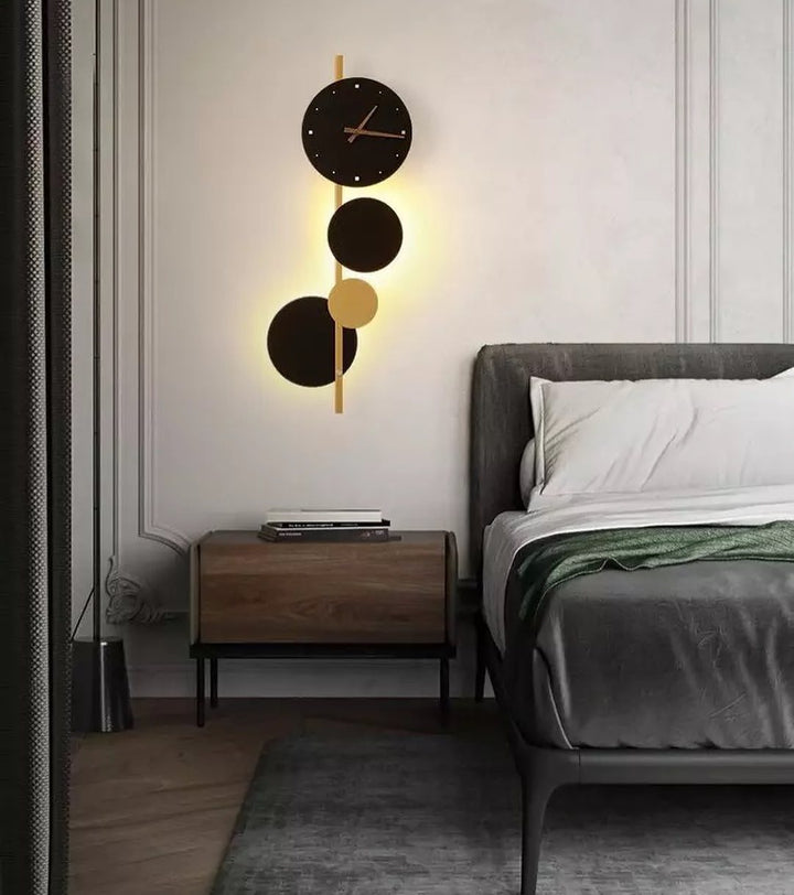 Modern Geometric Wall Clock with Integrated LED Lighting