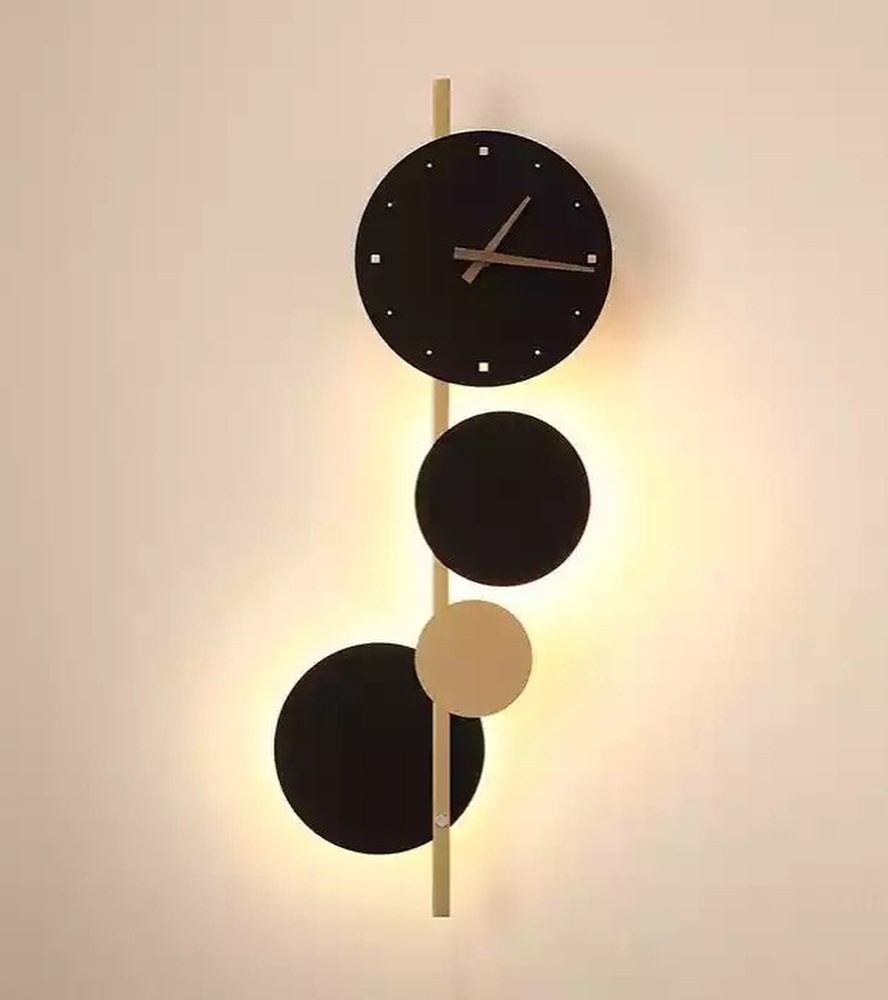 Modern Geometric Wall Clock with Integrated LED Lighting