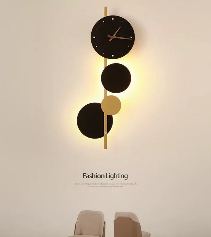 Modern Geometric Wall Clock with Integrated LED Lighting