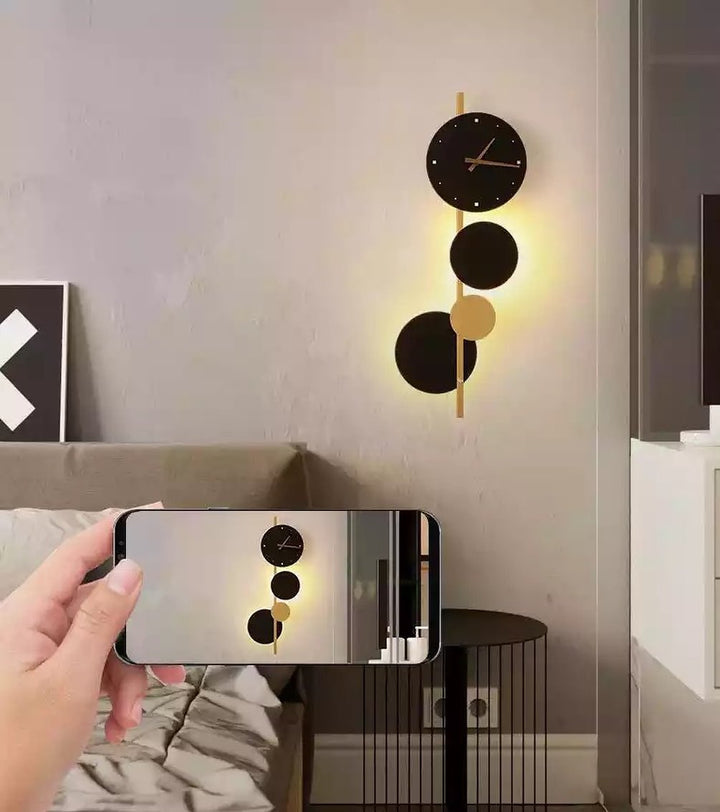 Modern Geometric Wall Clock with Integrated LED Lighting