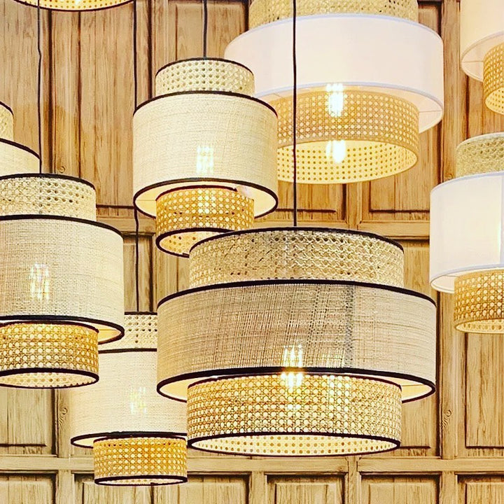 Rustic Layered Woven Pendant Light for Warm, Cozy Ambiance