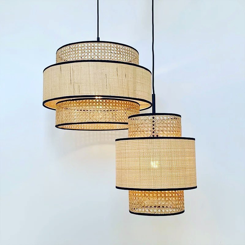 Rustic Layered Woven Pendant Light for Warm, Cozy Ambiance