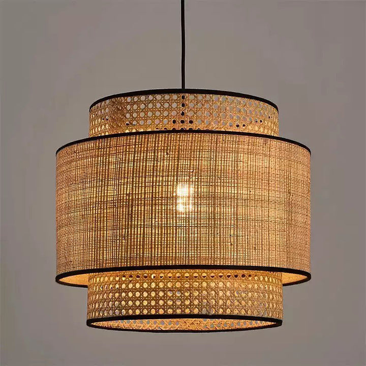 Rustic Layered Woven Pendant Light for Warm, Cozy Ambiance