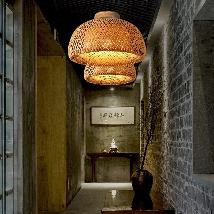 Rustic Woven Ceiling Light for Warm Ambient Lighting