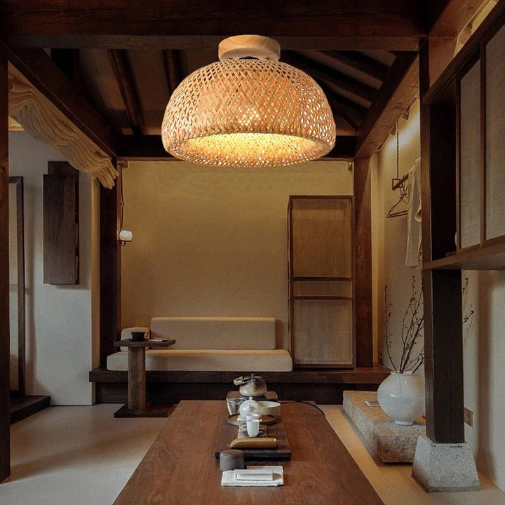 Rustic Woven Ceiling Light for Warm Ambient Lighting