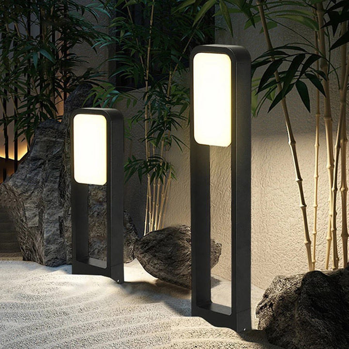 Modern LED Illuminated Outdoor Bollard Light with Open-Frame Design