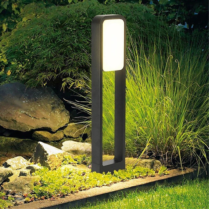 Modern LED Illuminated Outdoor Bollard Light with Open-Frame Design