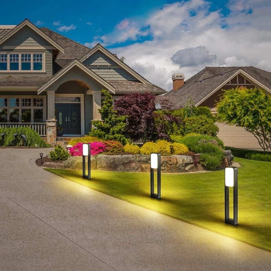 Modern LED Illuminated Outdoor Bollard Light with Open-Frame Design