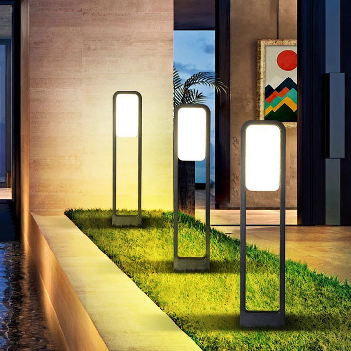 Modern LED Illuminated Outdoor Bollard Light with Open-Frame Design