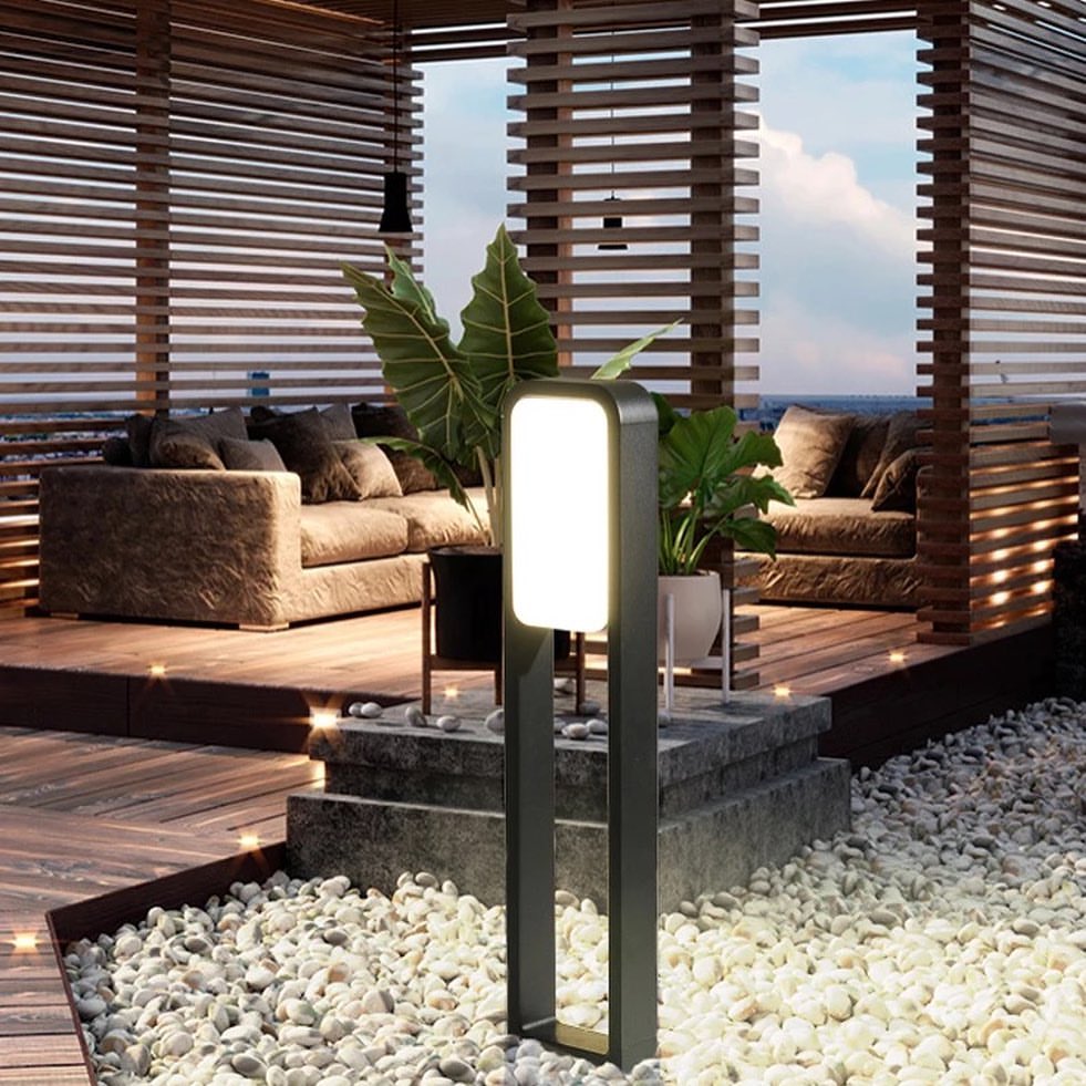 Modern LED Illuminated Outdoor Bollard Light with Open-Frame Design