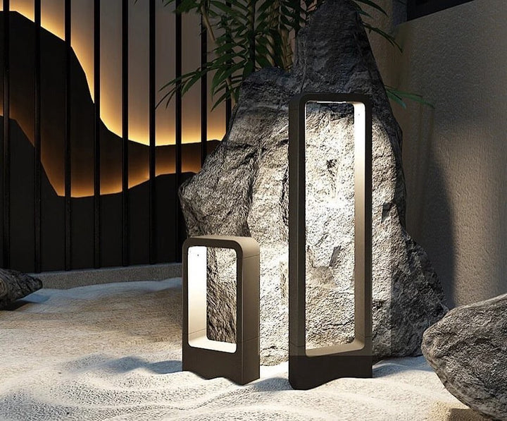 Modern Geometric Outdoor Bollard Light Set