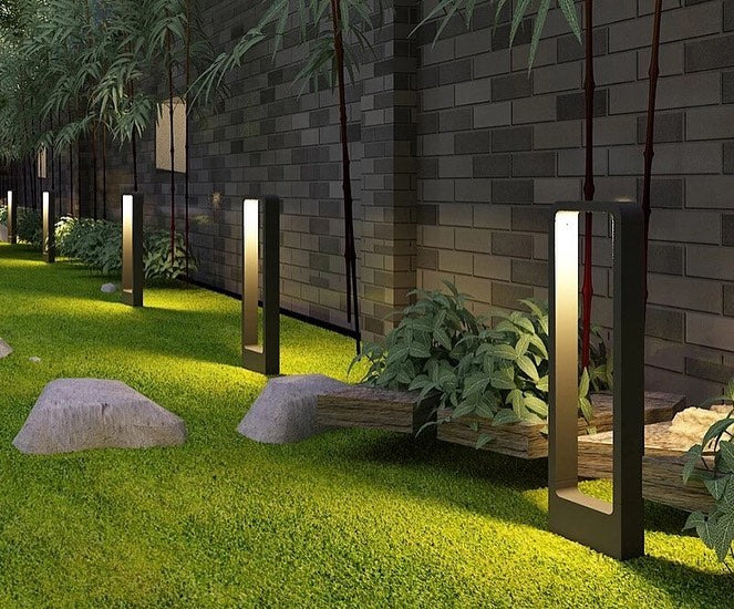 Modern Geometric Outdoor Bollard Light Set