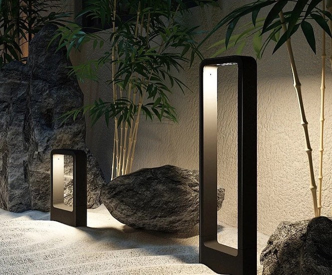 Modern Geometric Outdoor Bollard Light Set