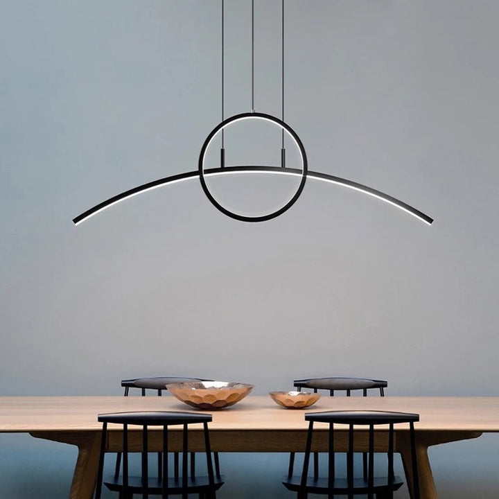 Minimalist linear Modern LED Pendant Light - Black