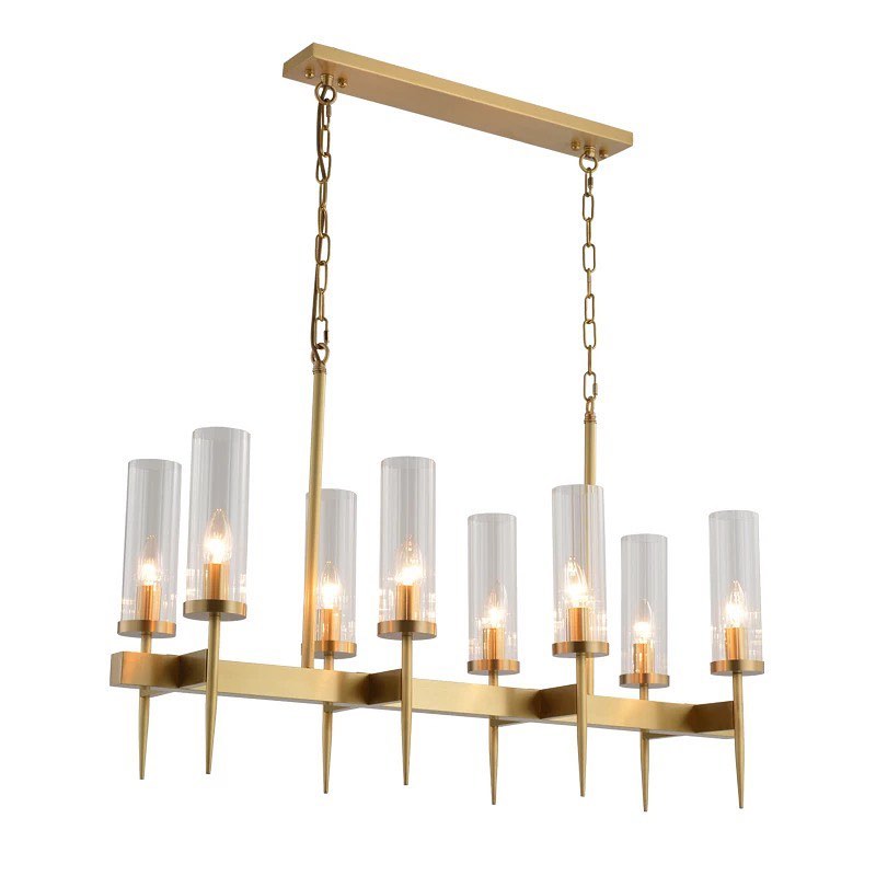 Modern Gold Chandelier with Glass Cylinders