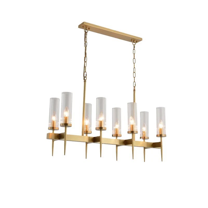 Modern Gold Chandelier with Glass Cylinders