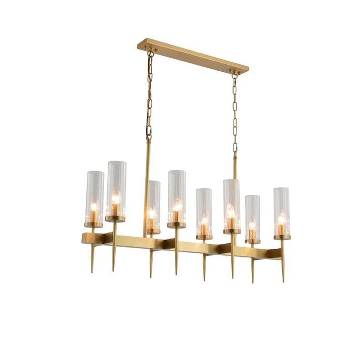 Modern Gold Chandelier with Glass Cylinders
