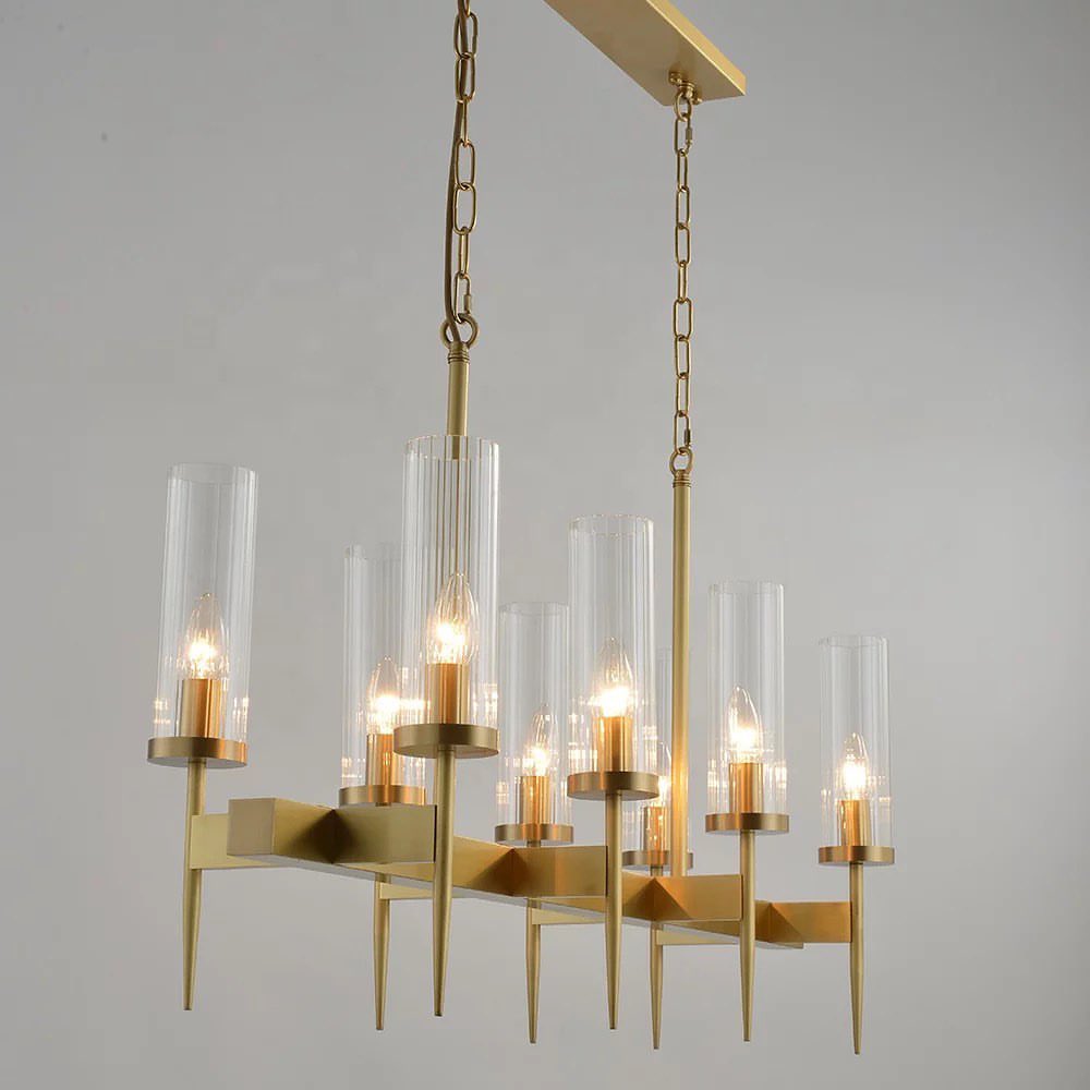 Modern Gold Chandelier with Glass Cylinders
