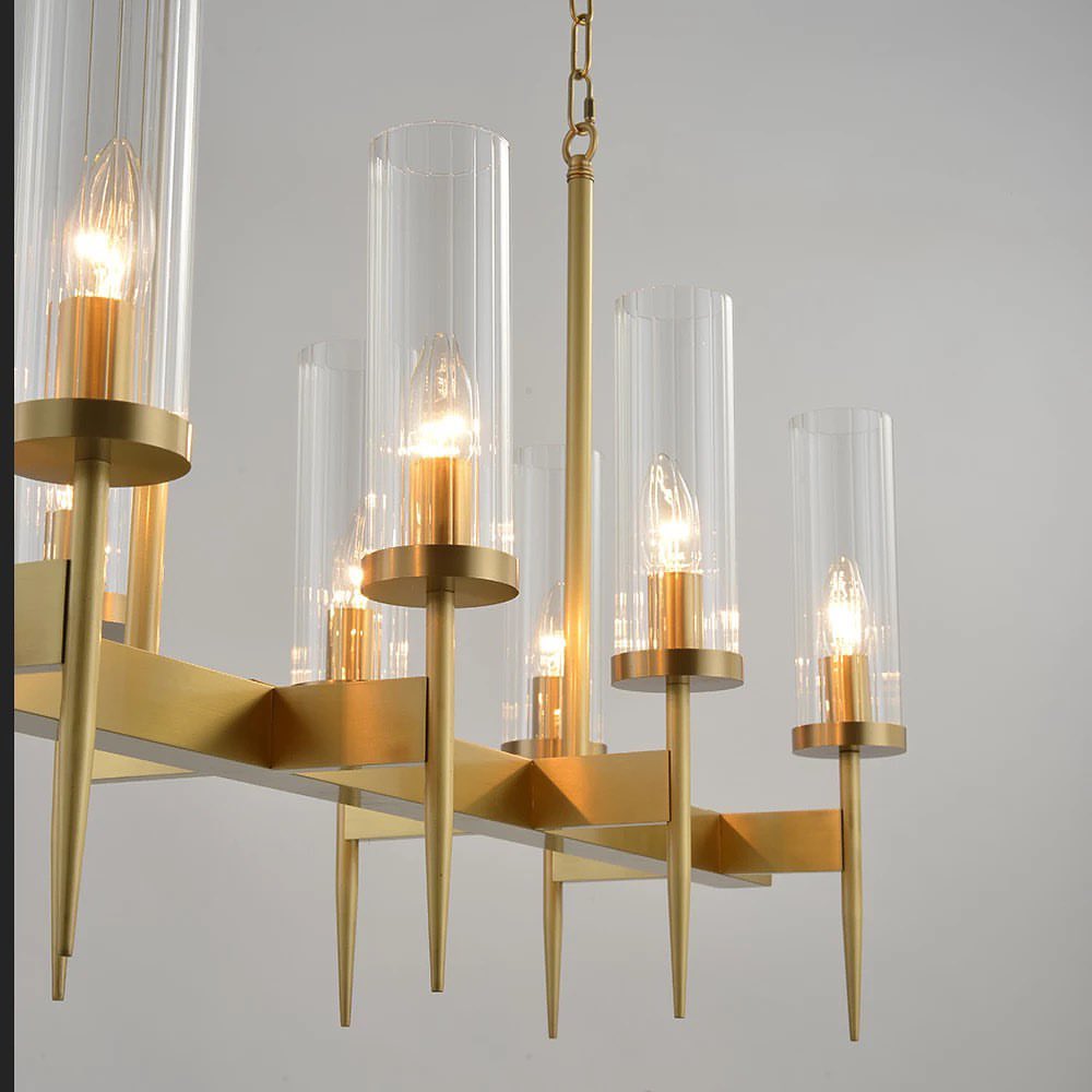 Modern Gold Chandelier with Glass Cylinders