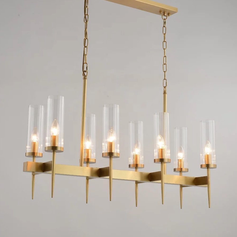 Modern Gold Chandelier with Glass Cylinders