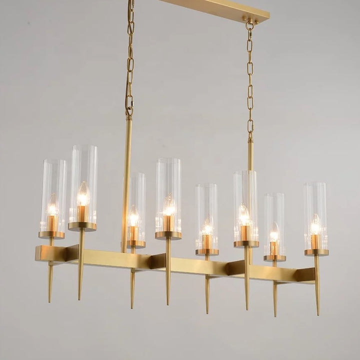 Modern Gold Chandelier with Glass Cylinders