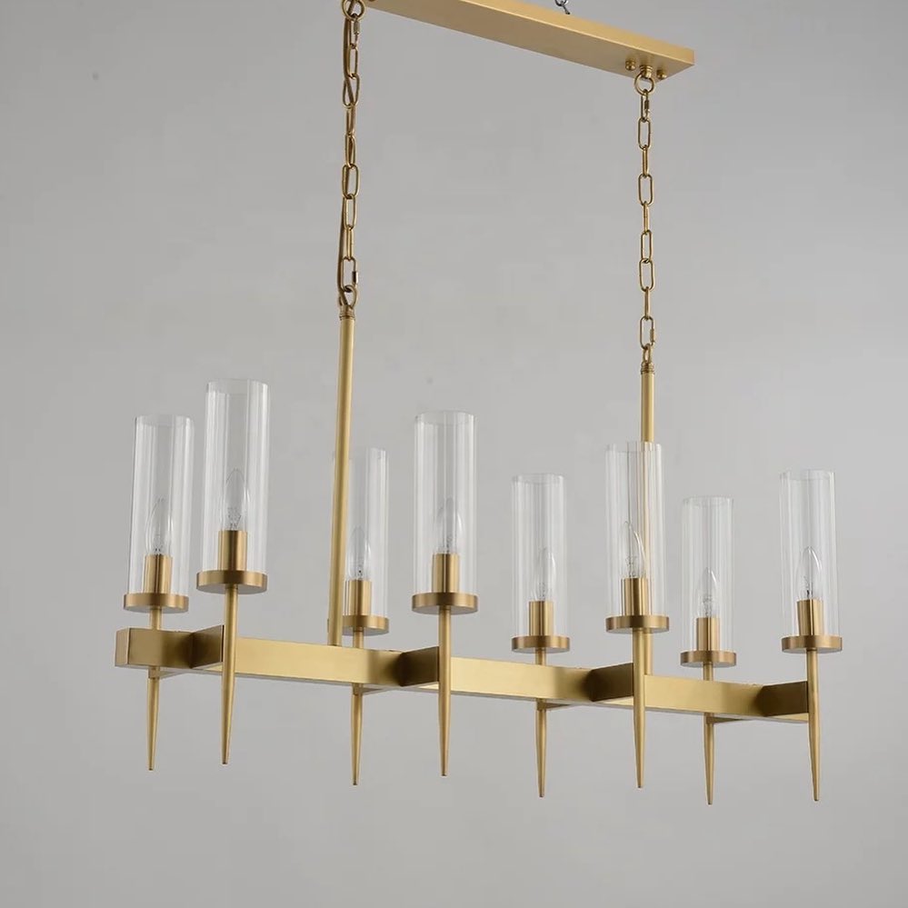 Modern Gold Chandelier with Glass Cylinders