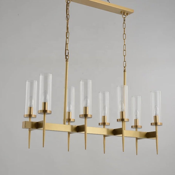 Modern Gold Chandelier with Glass Cylinders