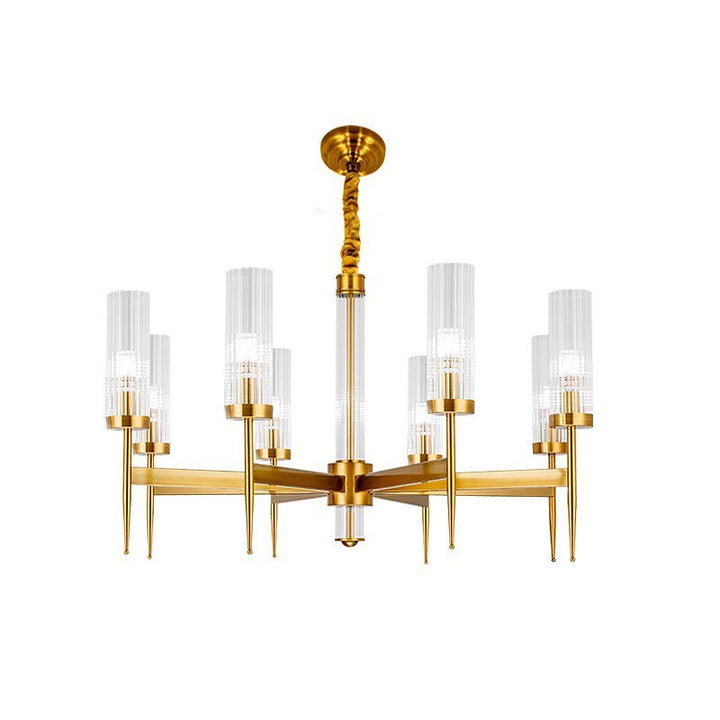 Modern Gold Chandelier with Glass Cylinders