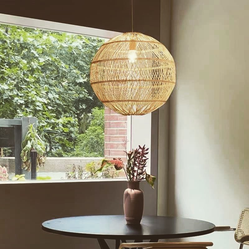 Natural Woven Pendant Light - Bamboo Design