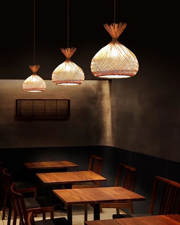 Handcrafted Woven Bamboo Pendant Light - Natural Design