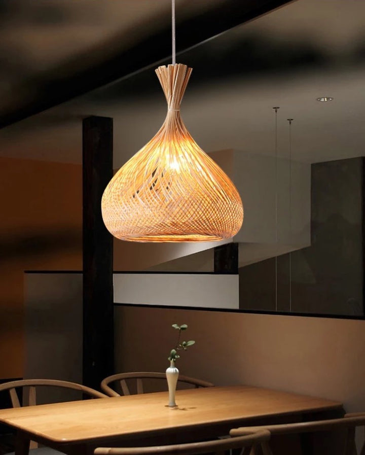 Handcrafted Woven Bamboo Pendant Light - Natural Design