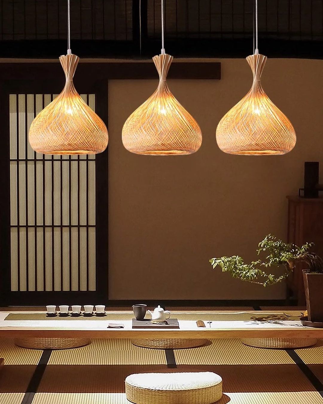 Handcrafted Woven Bamboo Pendant Light - Natural Design