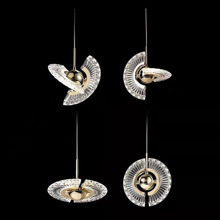 Modern Artistic Pendant Light with Crystal Fan Design