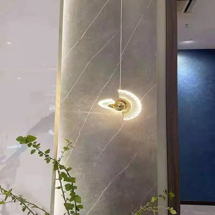 Modern Artistic Pendant Light with Crystal Fan Design