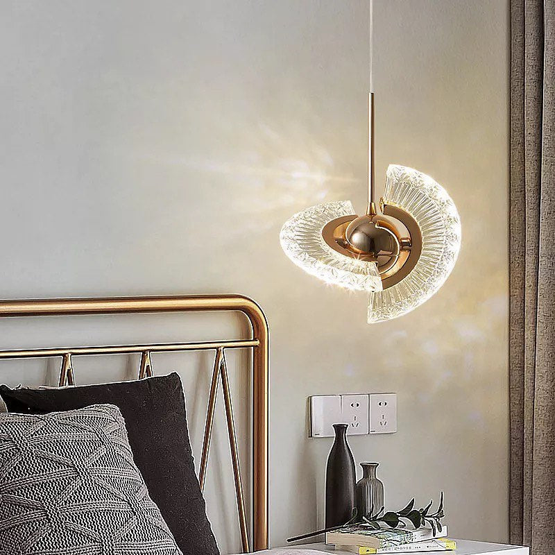 Modern Artistic Pendant Light with Crystal Fan Design