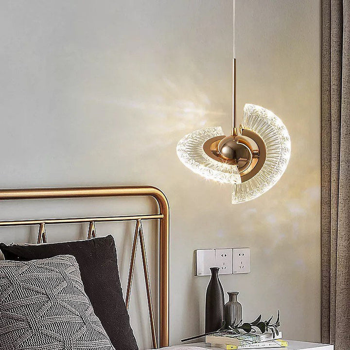 Modern Artistic Pendant Light with Crystal Fan Design