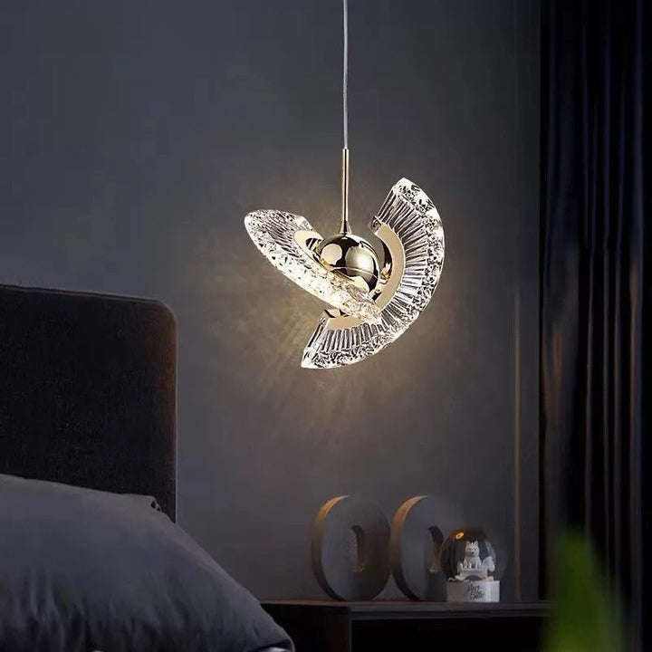 Modern Artistic Pendant Light with Crystal Fan Design