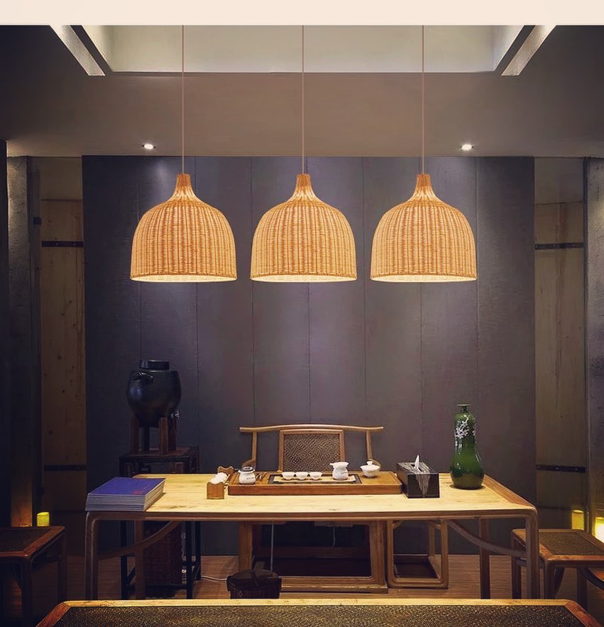 Rattan Pendant Light Trio