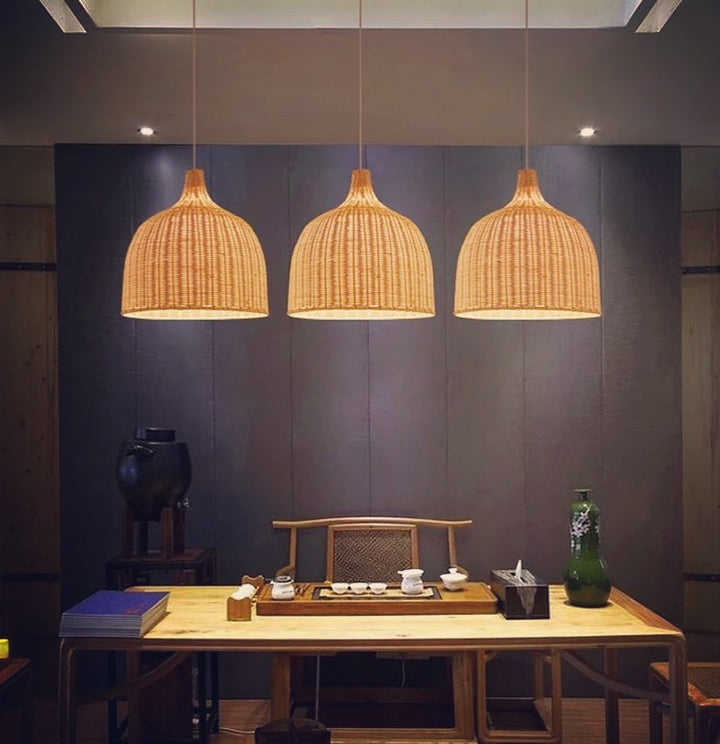 Rattan Pendant Light Trio