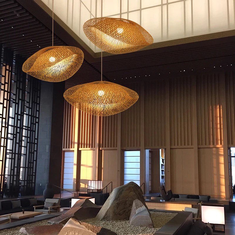 Organic BAMBOO Mesh Pendant Light