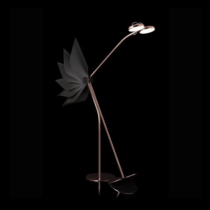 Modern Artistic Floor Lamp with Gold Base and White Petal Shade