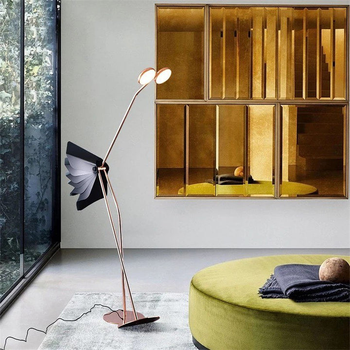 Modern Artistic Floor Lamp with Gold Base and White Petal Shade