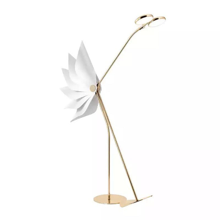 Modern Artistic Floor Lamp with Gold Base and White Petal Shade