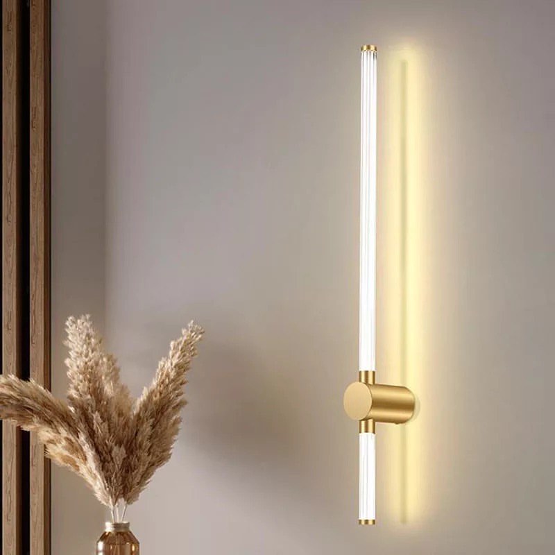 Modern Vertical LED Wall Light with Gold Finish