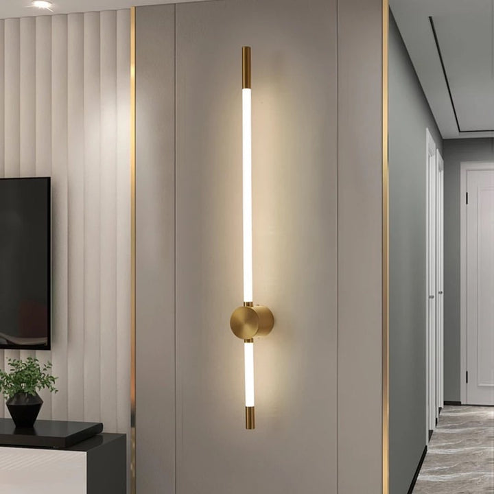 Modern Vertical LED Wall Light with Gold Finish