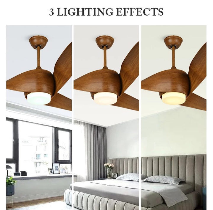 Modern Wooden Ceiling Fan with Light