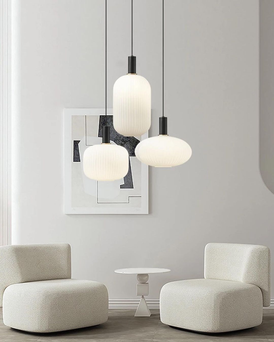 Elegant Frosted Glass Pendant Light Trio