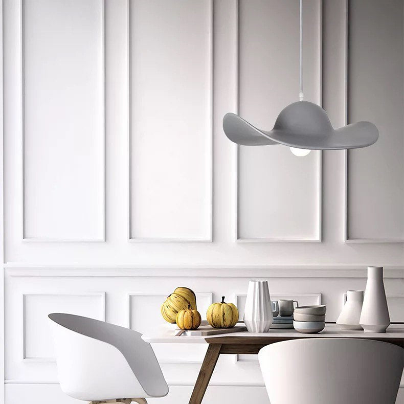 Modern Black and White Curved Pendant Light