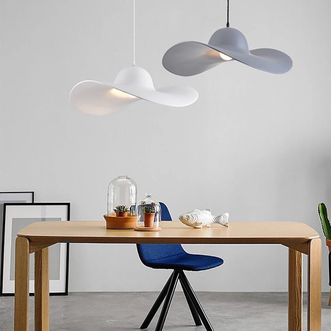 Modern Black and White Curved Pendant Light